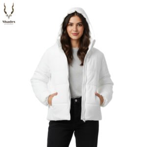 Women’s White Puffer Jacket with Hood – Warm, Stylish & Water-Resistant Winter Coat